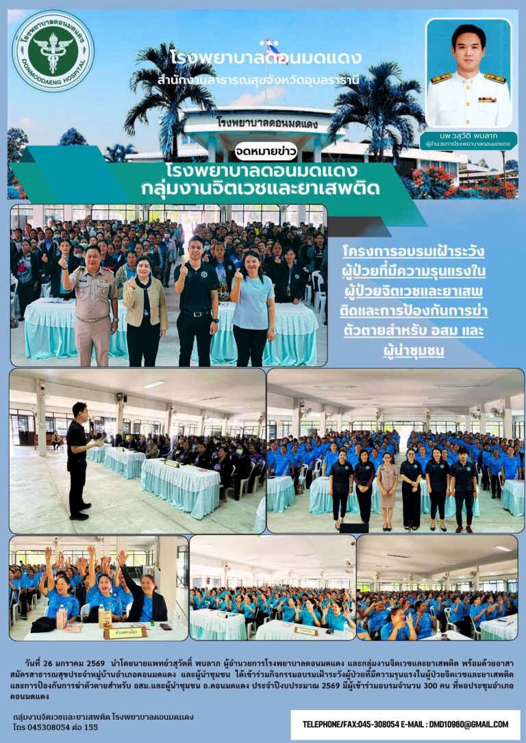 โครงการอบรมเฝ้าระวังผู้ป่วยที่มีความรุนแรงในผู้ป่วยจิตเวชและยาเสพติด